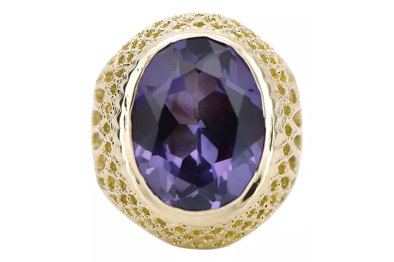 Alexandrite 14K Yellow gold Ring Vintage Jewlery vrc089y